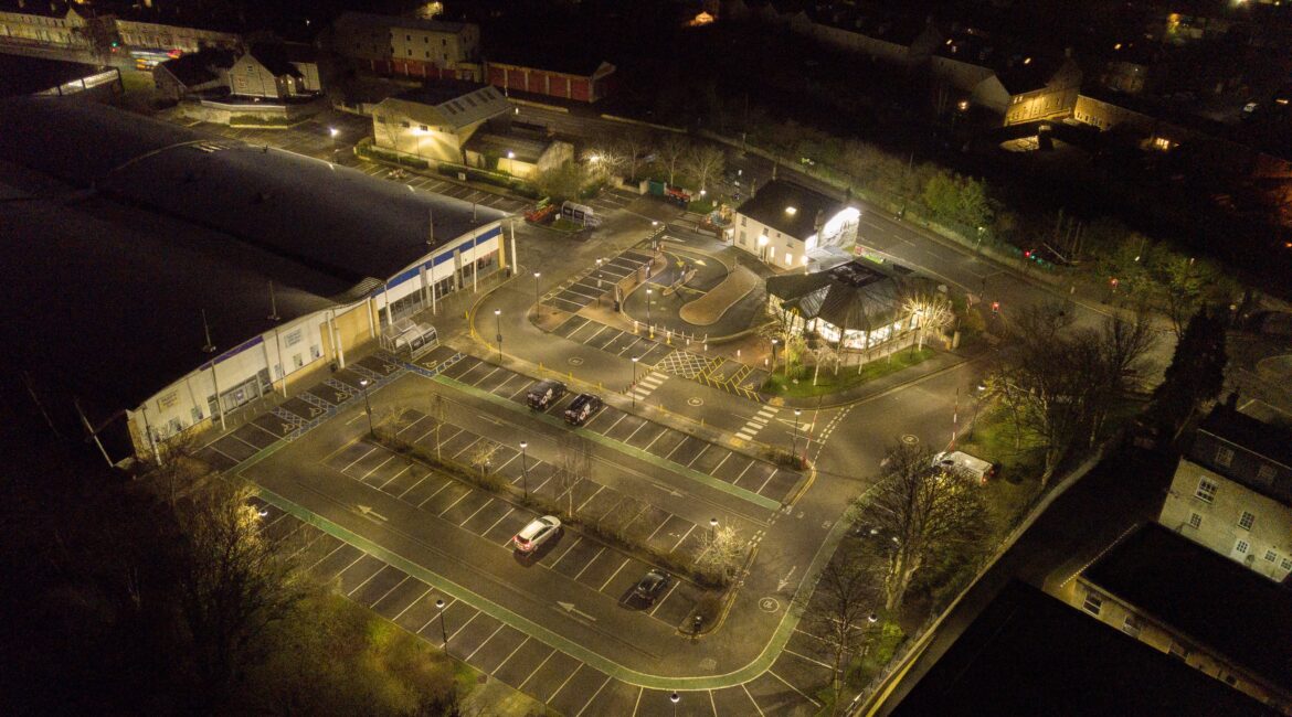 Car park lighting installation Weston Lock Retail Park Bath
